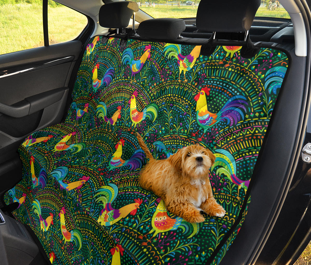 Rooster Pattern Print Design A01 Rear Dog Car Seat Cover Hammock