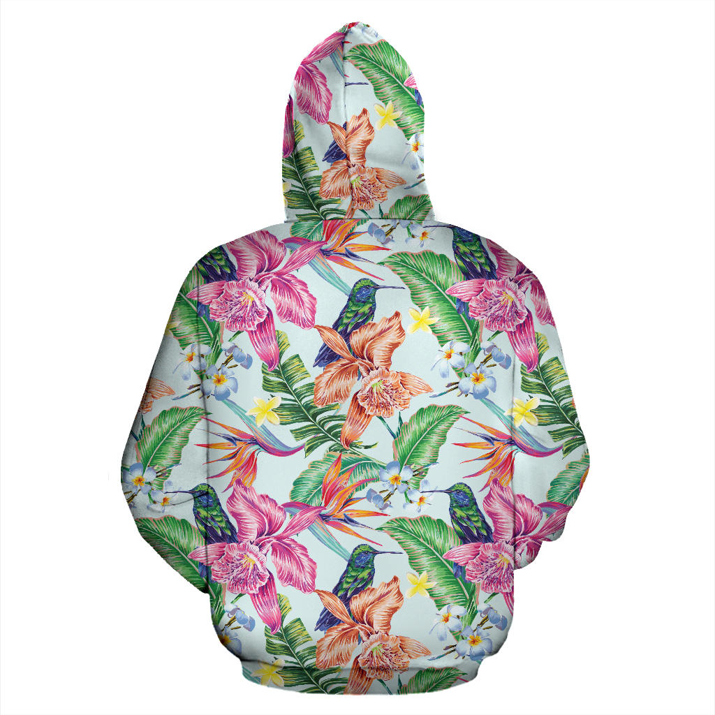 Hummingbird Tropical Pattern Print Design 05 Pullover Hoodie