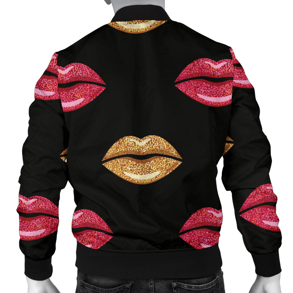 Lip Pattern Print Design 03 Men Bomber Jacket