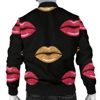 Lip Pattern Print Design 03 Men Bomber Jacket