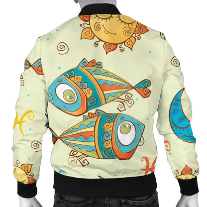 Pisces Pattern Print Design A03 Men Bomber Jacket