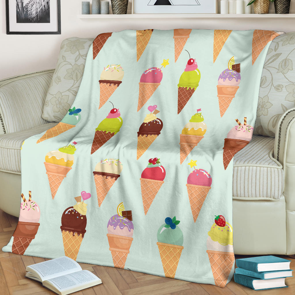 Ice Cream Pattern Print Design 03 Premium Blanket