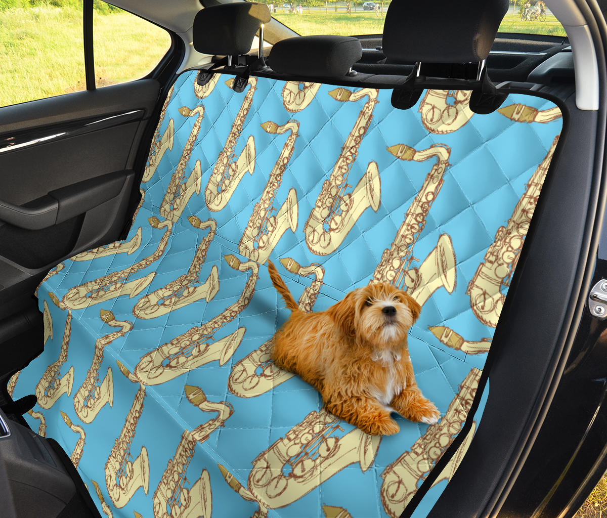 Saxophone Pattern Print Design 03 Rear Dog Car Seat Cover Hammock