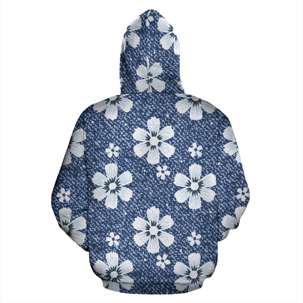 Jean Flower Pattern Print Design 03 Pullover Hoodie