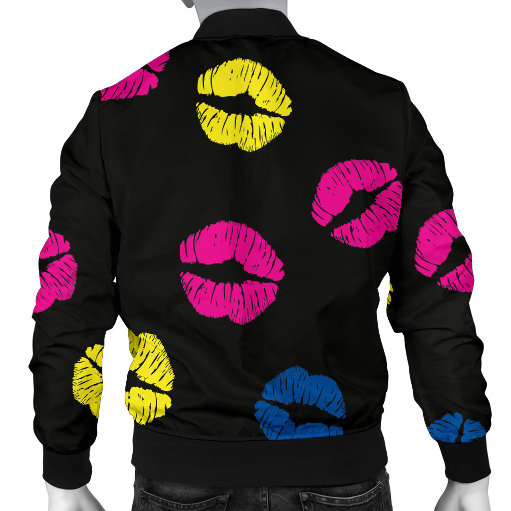 Lip Neon Color Pattern Print Design 01 Men Bomber Jacket