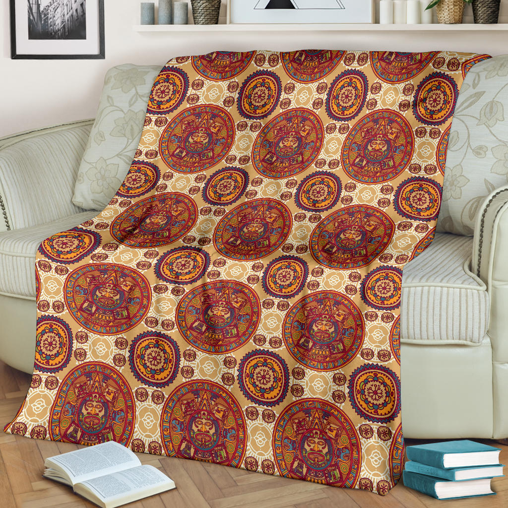 Calendar Aztec Pattern Print Design 01 Premium Blanket