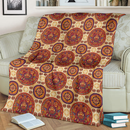 Calendar Aztec Pattern Print Design 01 Premium Blanket