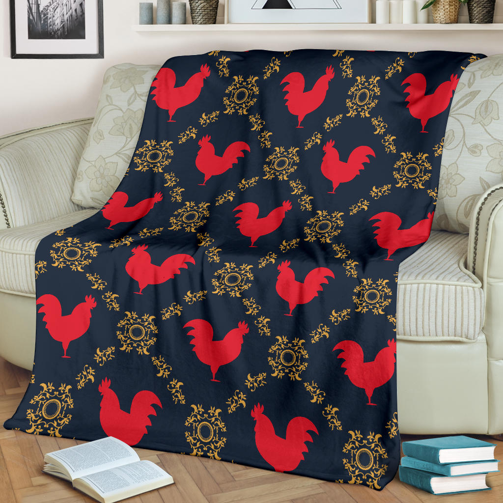 Rooster Pattern Print Design A02 Premium Blanket