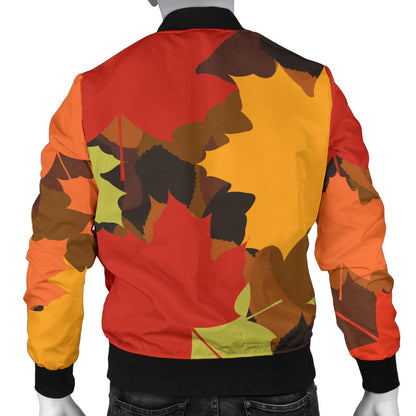 Maple Leaf Pattern Print Design 05 Men Bomber Jacket