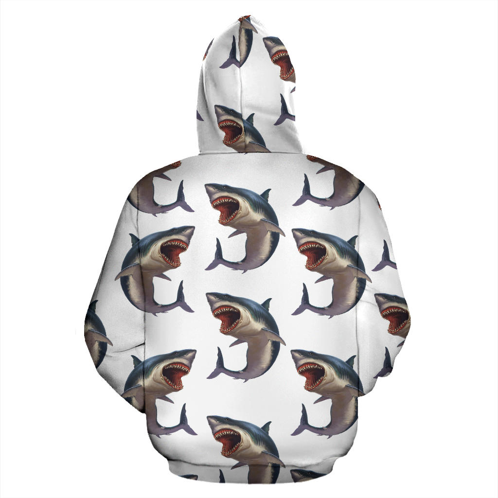 Great White Shark Pattern Print Design 03 Pullover Hoodie