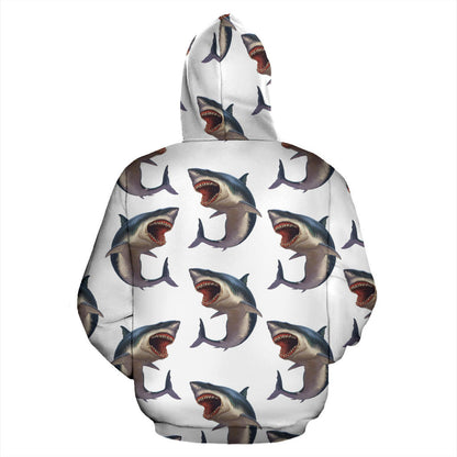 Great White Shark Pattern Print Design 03 Pullover Hoodie