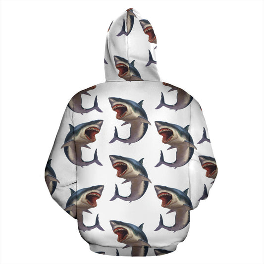 Great White Shark Pattern Print Design 03 Pullover Hoodie