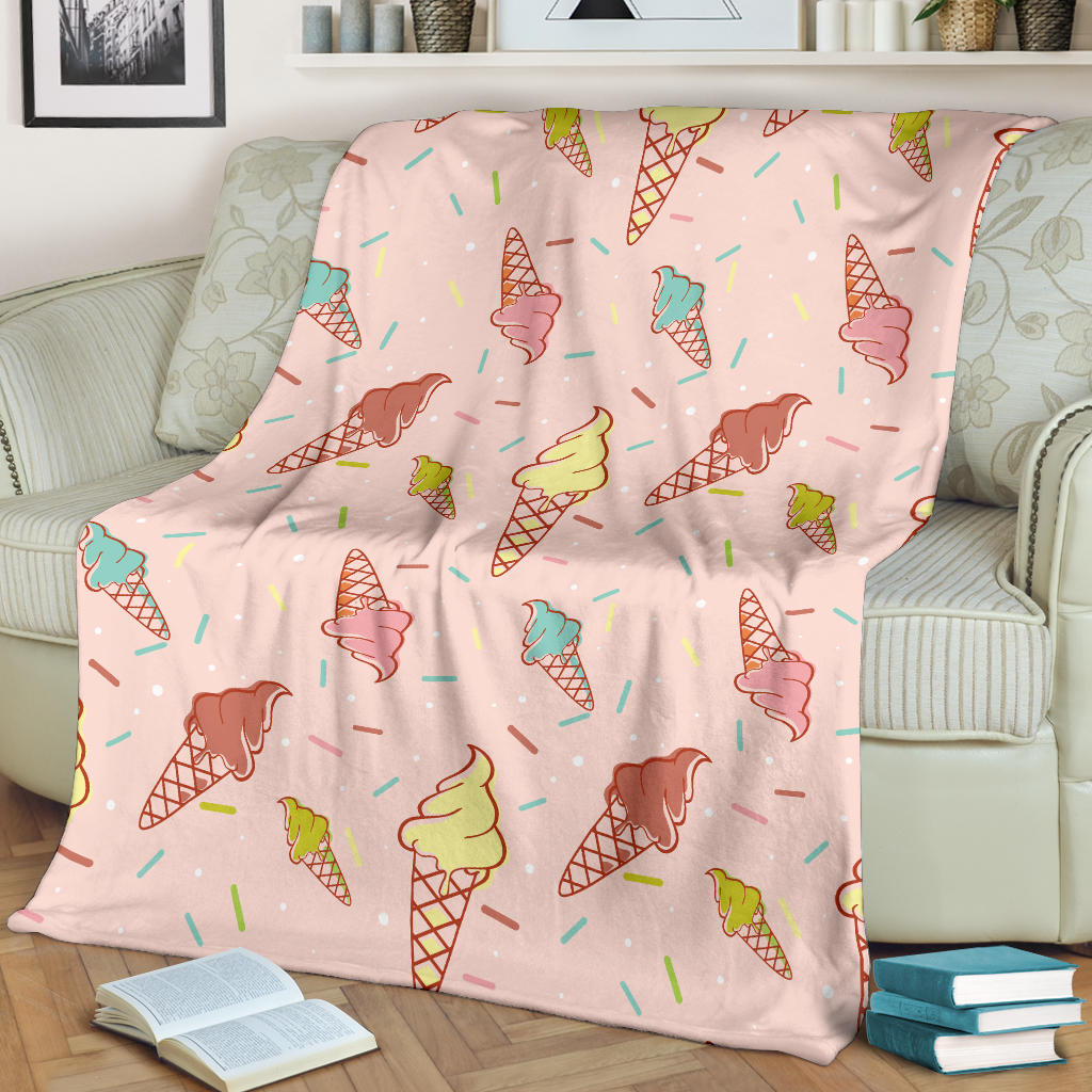 Ice Cream Pattern Print Design 02 Premium Blanket