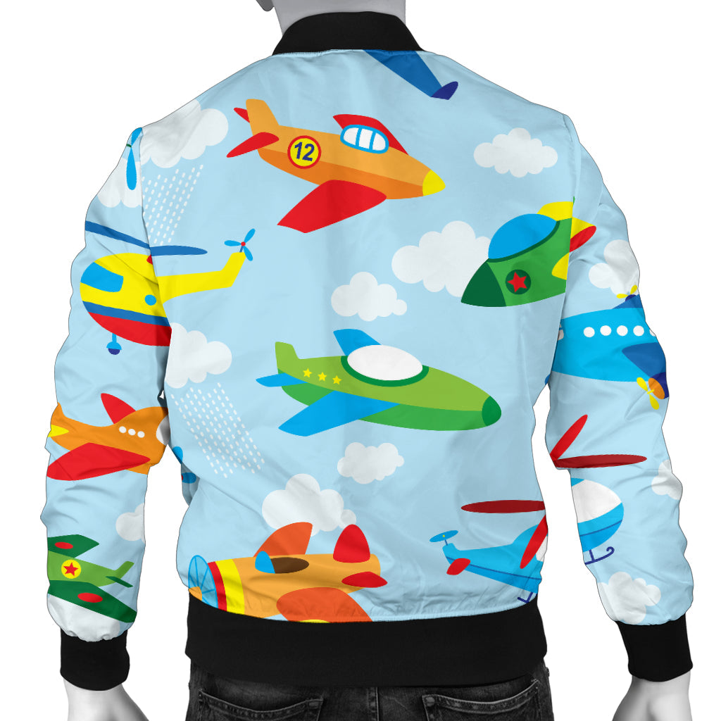 Airplane Colorful Pattern Print Design 01 Men Bomber Jacket