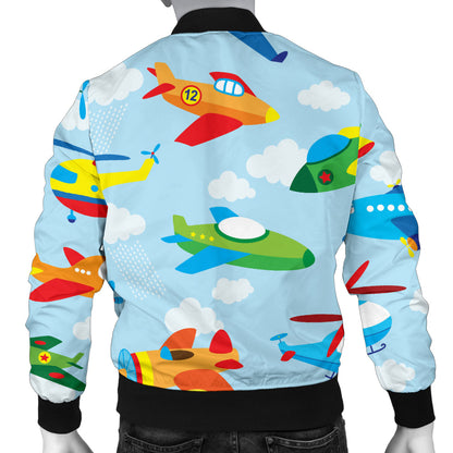 Airplane Colorful Pattern Print Design 01 Men Bomber Jacket