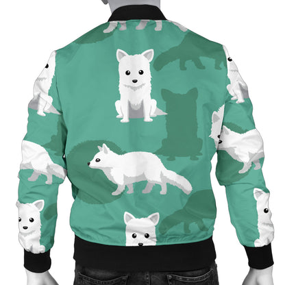 Arctic Fox Pattern Print Design Men Bomber Jacket