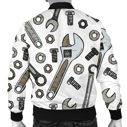 Mechanic Pattern Print Design 03 Men Bomber Jacket