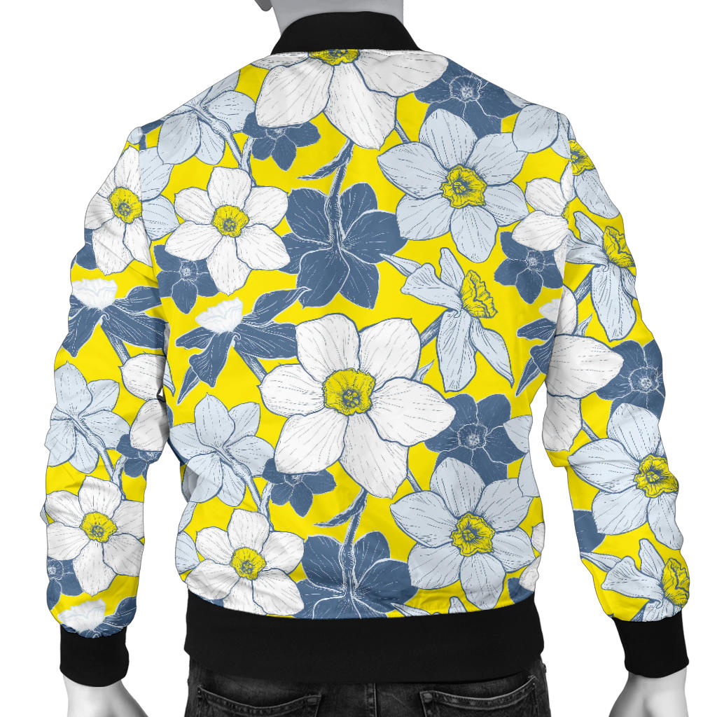 Daffodils Pattern Print Design 01 Men Bomber Jacket