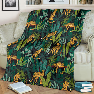 Jaguar Jungle Pattern Print Design 03 Premium Blanket
