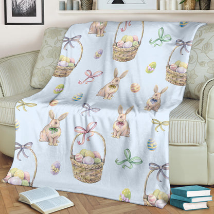 Rabbit Easter Eggs Pattern Print Design 03 Premium Blanket