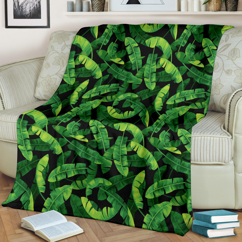 Banana Leaf Pattern Print Design 02 Premium Blanket
