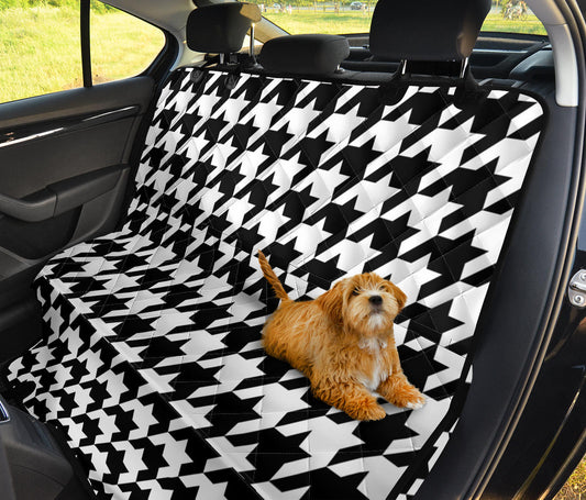 Houndstooth Black White Pattern Print Design 05 Rear Dog Car Seat Cover Hammock