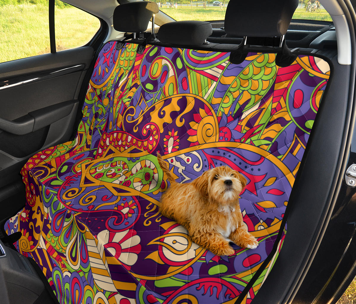 Funky Retro Pattern Print Design A04 Rear Dog Car Seat Cover Hammock