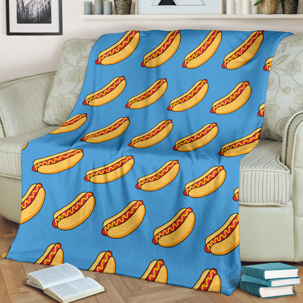 Hot Dog Pattern Print Design 02 Premium Blanket