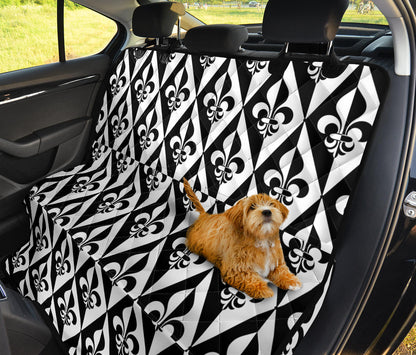 Fleur De Lis Black White Pattern Print Design 02 Rear Dog Car Seat Cover Hammock
