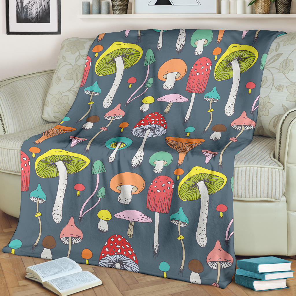 Mushroom Pattern Print Design A03 Premium Blanket