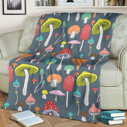 Mushroom Pattern Print Design A03 Premium Blanket
