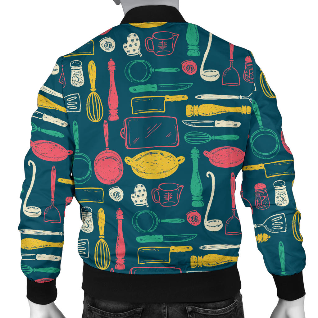 Cooking Kitchen Tools Pattern Print Design 01 Men Bomber Jacket