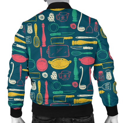 Cooking Kitchen Tools Pattern Print Design 01 Men Bomber Jacket