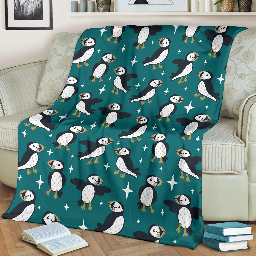 Puffin Pattern Print Design A05 Premium Blanket