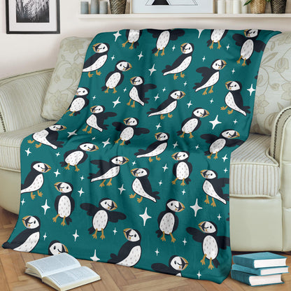 Puffin Pattern Print Design A05 Premium Blanket
