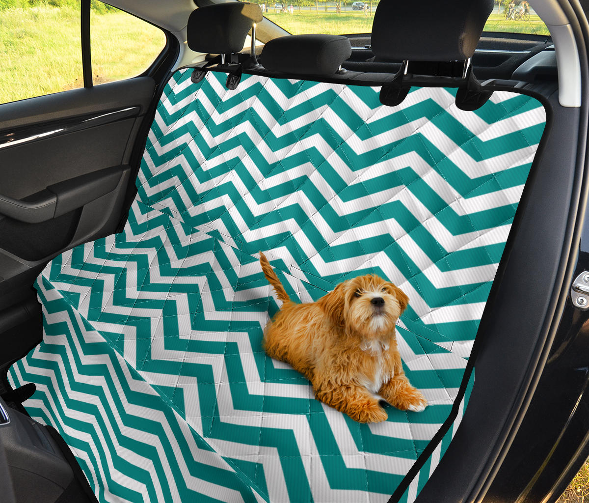 Chevron Teal Pattern Print Design 02 Rear Dog Car Seat Cover Hammock