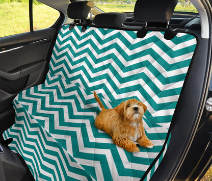 Chevron Teal Pattern Print Design 02 Rear Dog Car Seat Cover Hammock