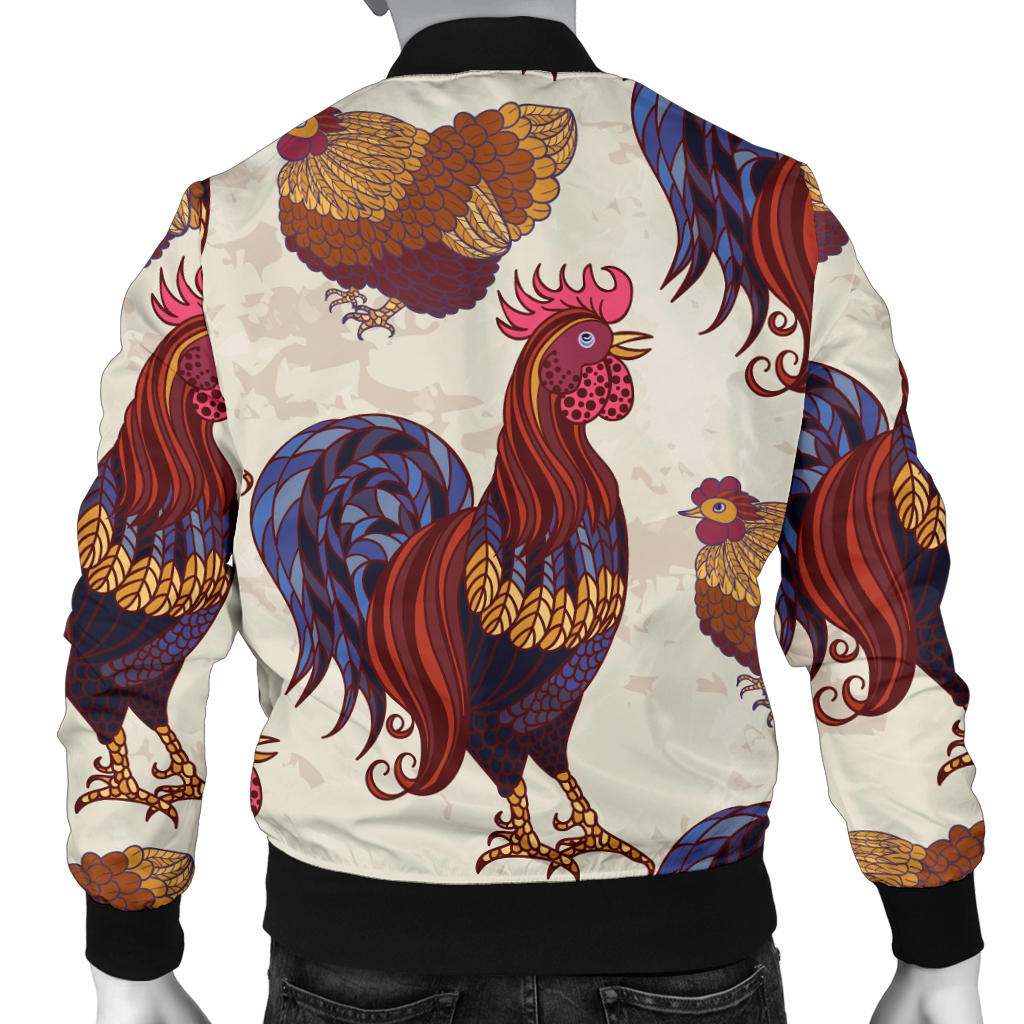 Rooster Pattern Print Design A03 Men Bomber Jacket