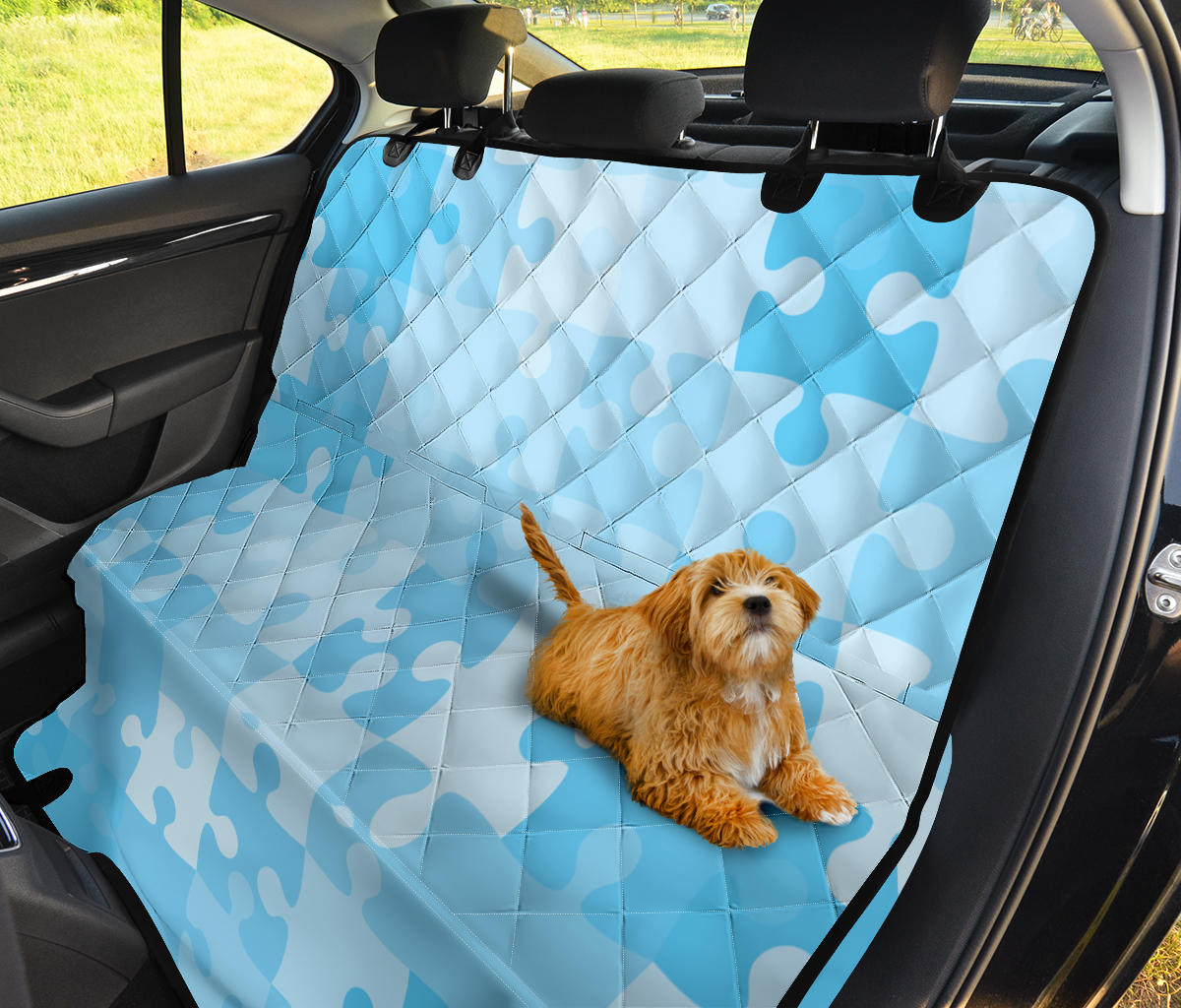 Puzzle Blue Pattern Print Design A04 Rear Dog Car Seat Cover Hammock
