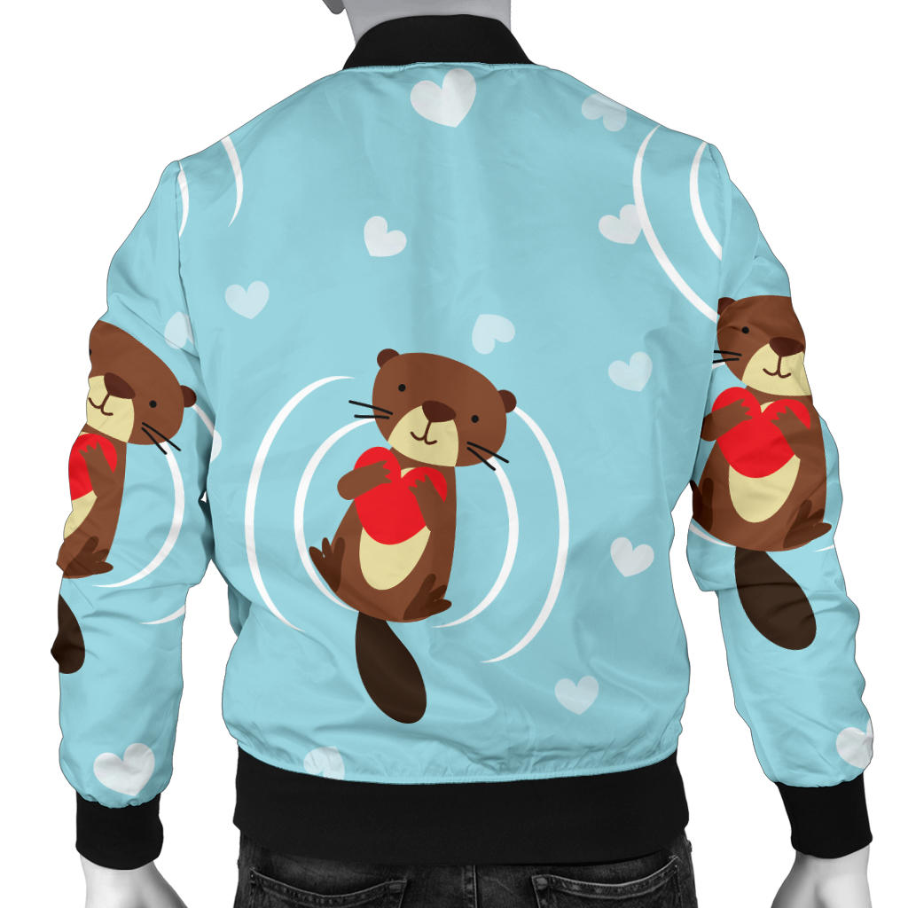 Sea Otter Cute Pattern Print Design 04 Men Bomber Jacket