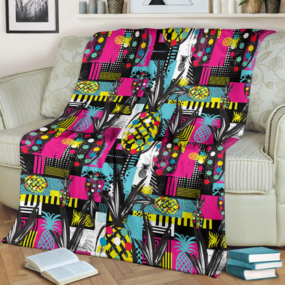 Pop Art Pineapple Pattern Print Design A02 Premium Blanket