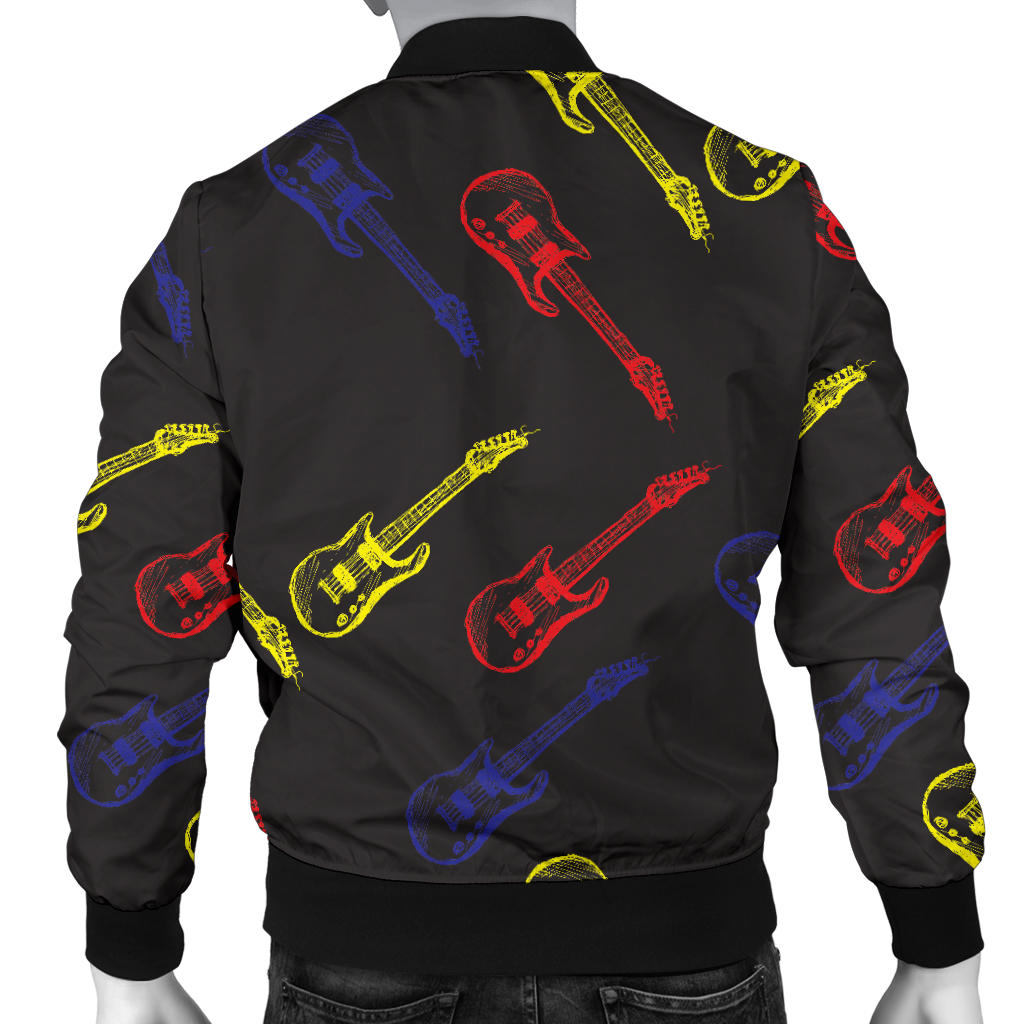 Electric Guitar Pattern Print Design 03 Men Bomber Jacket