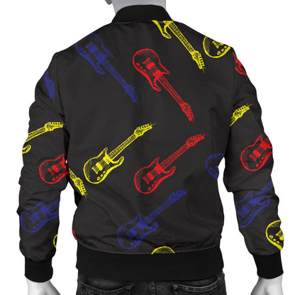 Electric Guitar Pattern Print Design 03 Men Bomber Jacket
