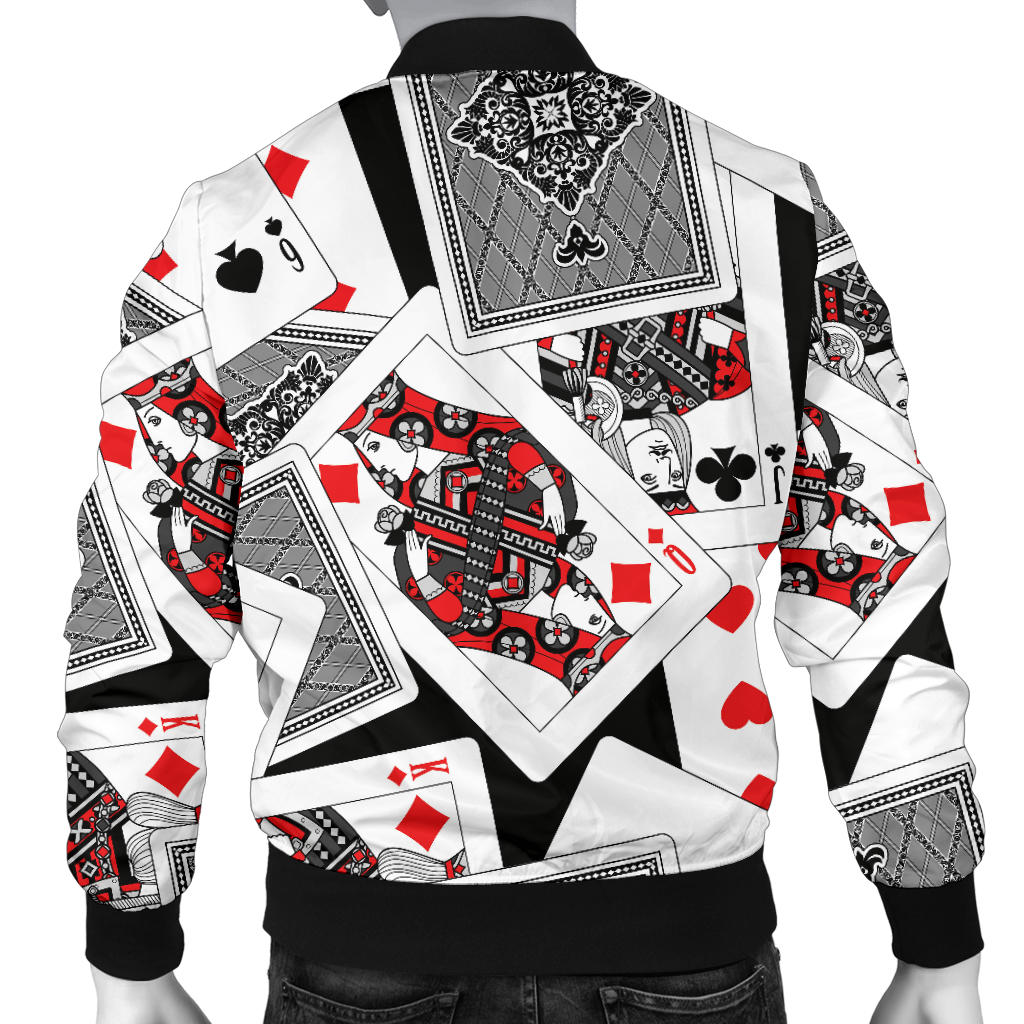 Poker Cards Pattern Print Design A04 Men Bomber Jacket
