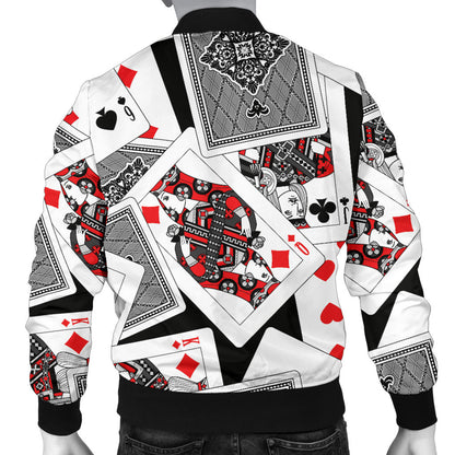 Poker Cards Pattern Print Design A04 Men Bomber Jacket