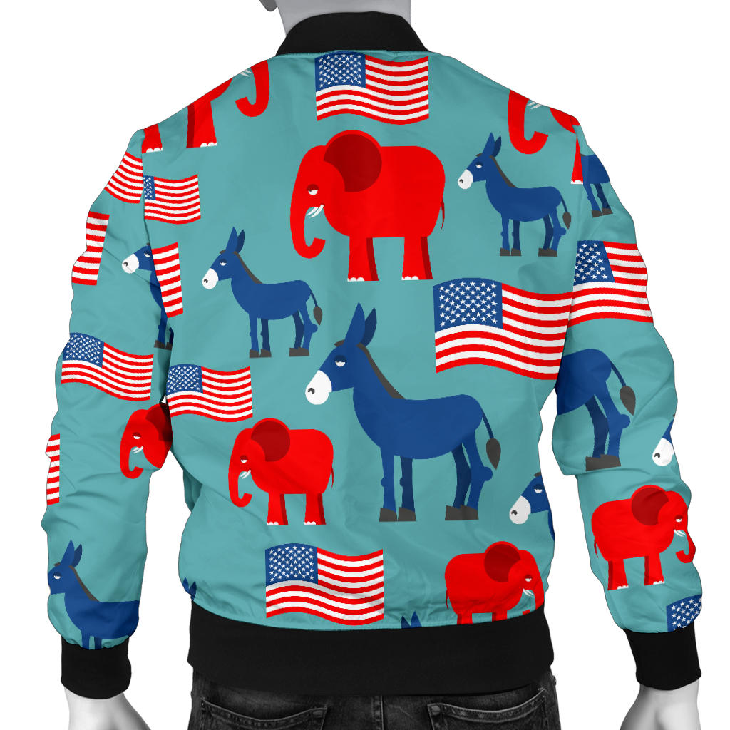 Donkey Red Elephant Pattern Print Design 03 Men Bomber Jacket