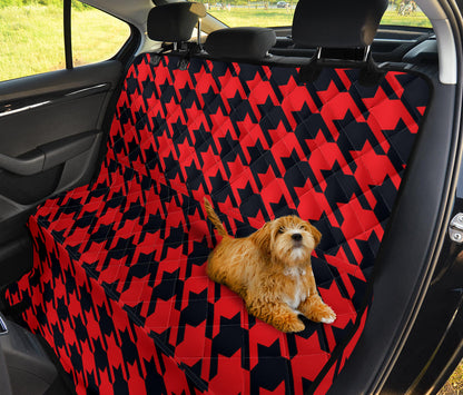 Houndstooth Red Pattern Print Design 03 Rear Dog Car Seat Cover Hammock