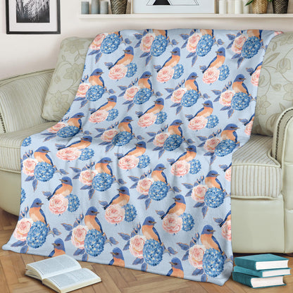 Bluebird Pattern Print Design 01 Premium Blanket