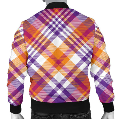 Madras Pattern Print Design 02 Men Bomber Jacket