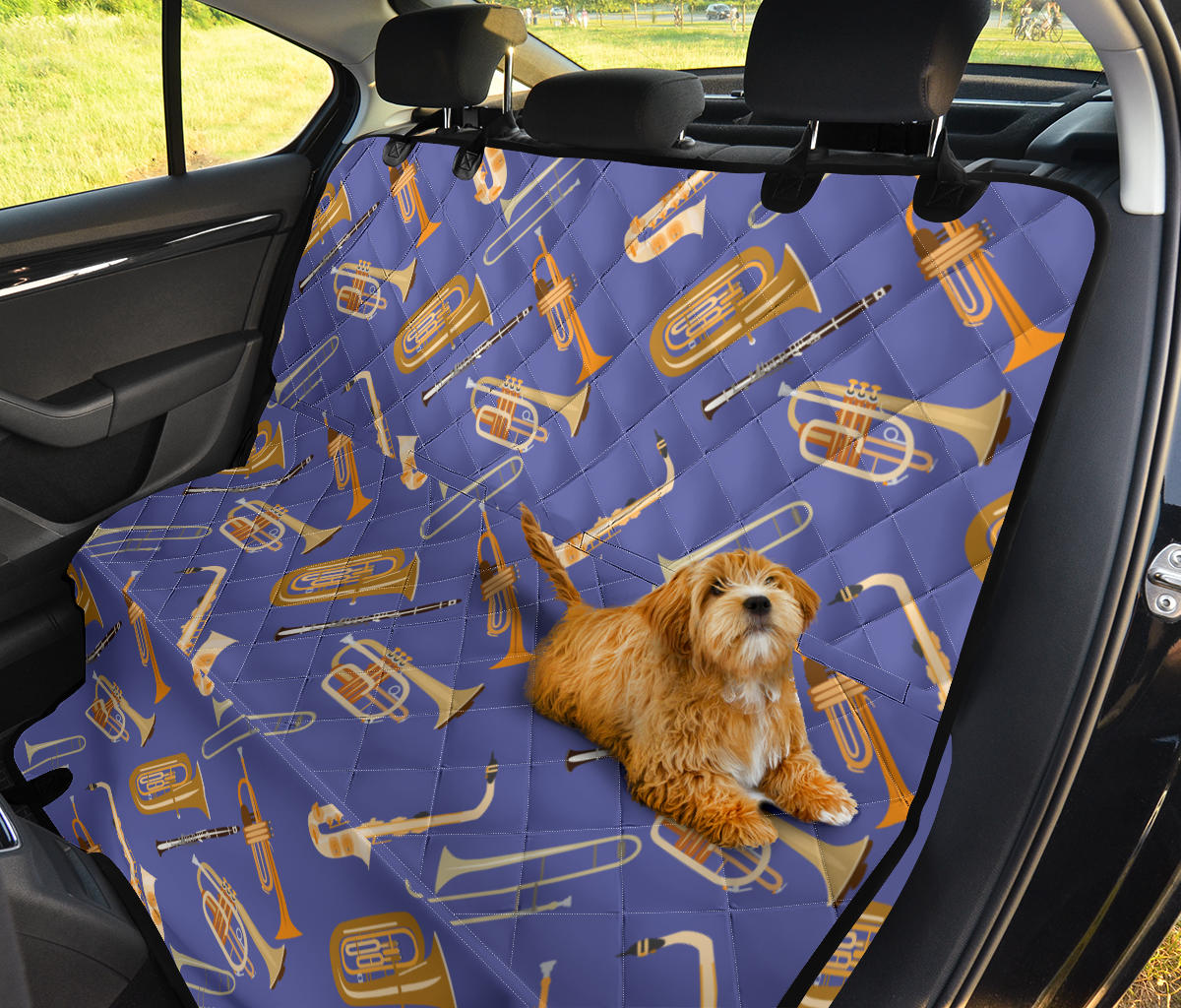 Trombone Pattern Print Design 02 Rear Dog Car Seat Cover Hammock